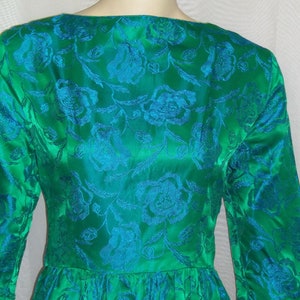 Vintage Maxi Hostess Dress Mod Retro Large 12 Bright Satin