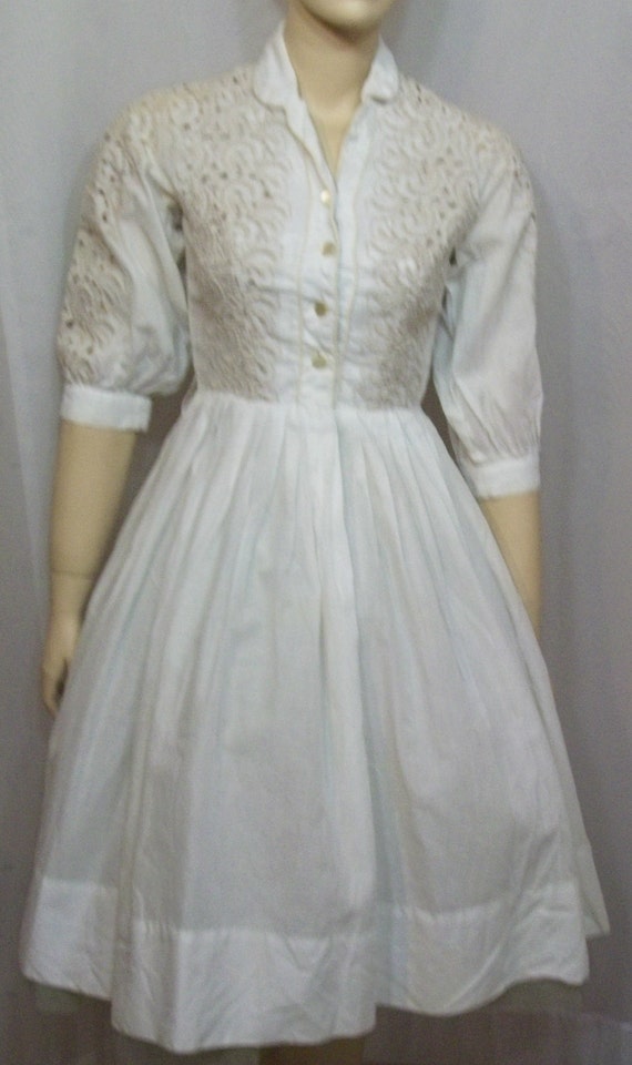 Vintage 1950s 1960s Cotton Career Day Dress Small - image 2