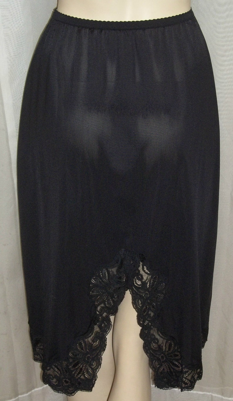 Vintage Shadowline Black Half Slip Nylon Lace Small Tall Etsy