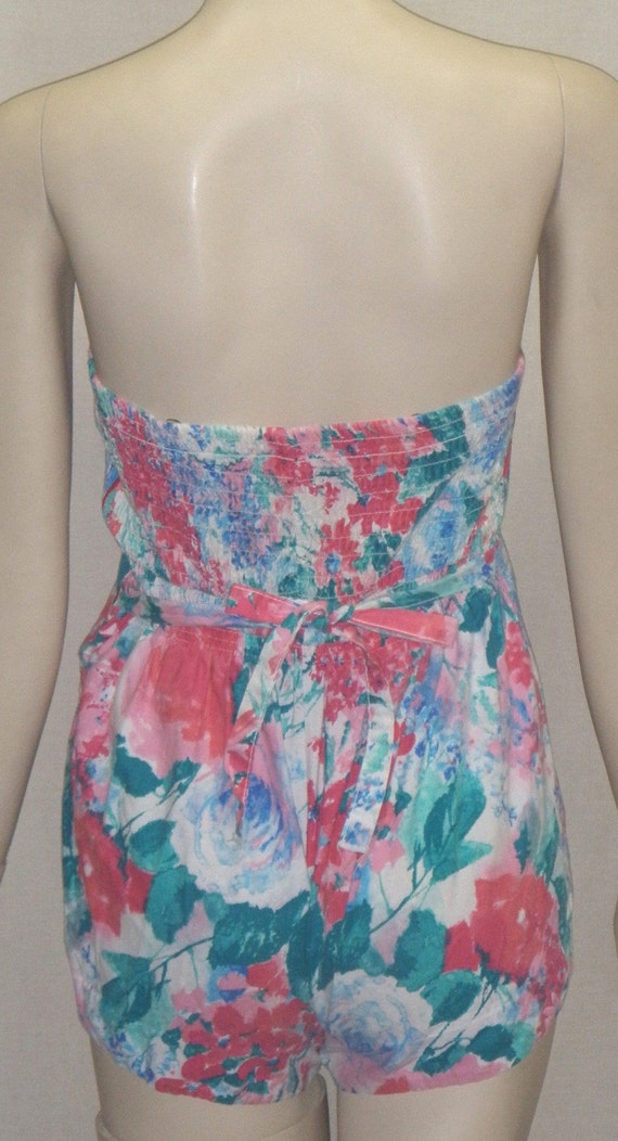 Vintage 1960's Strapless Playsuit Romper Tropical… - image 4