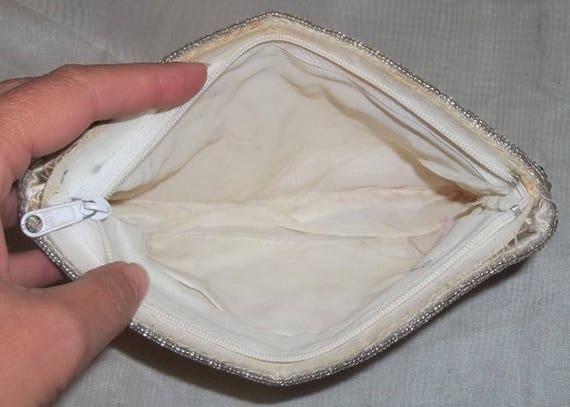 Vintage Cream Ivory Beaded Purse Handbag Clutch S… - image 3