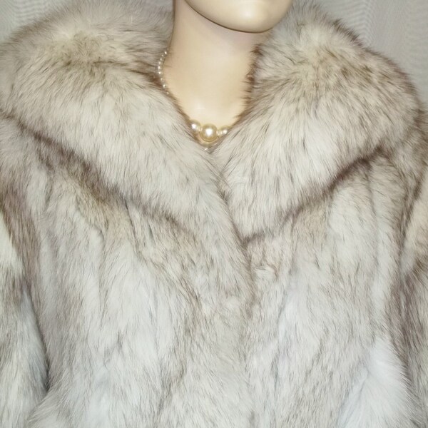 Vintage Womens Ram Furs Silver Fox Fur Jacket Coat Genuine Small