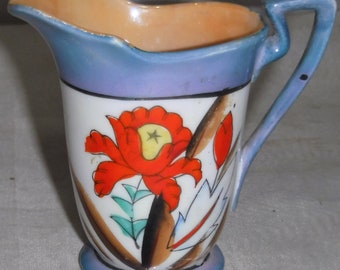 Vintage Lusterware Creamer Pitcher Iris Flower Floral