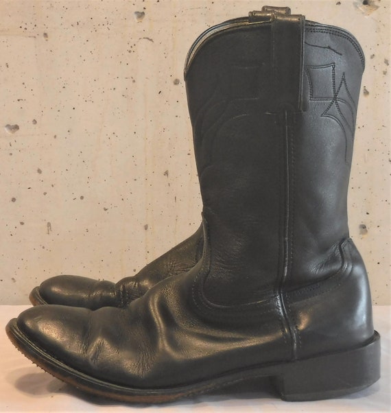 Vintage Durango Mens Roper Leather Black Cowboy W… - image 3