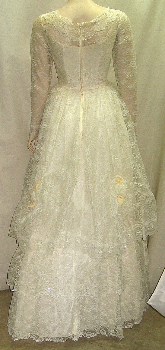 Vintage 1960's Wedding Dress Gown Full Circle Princess Etsy