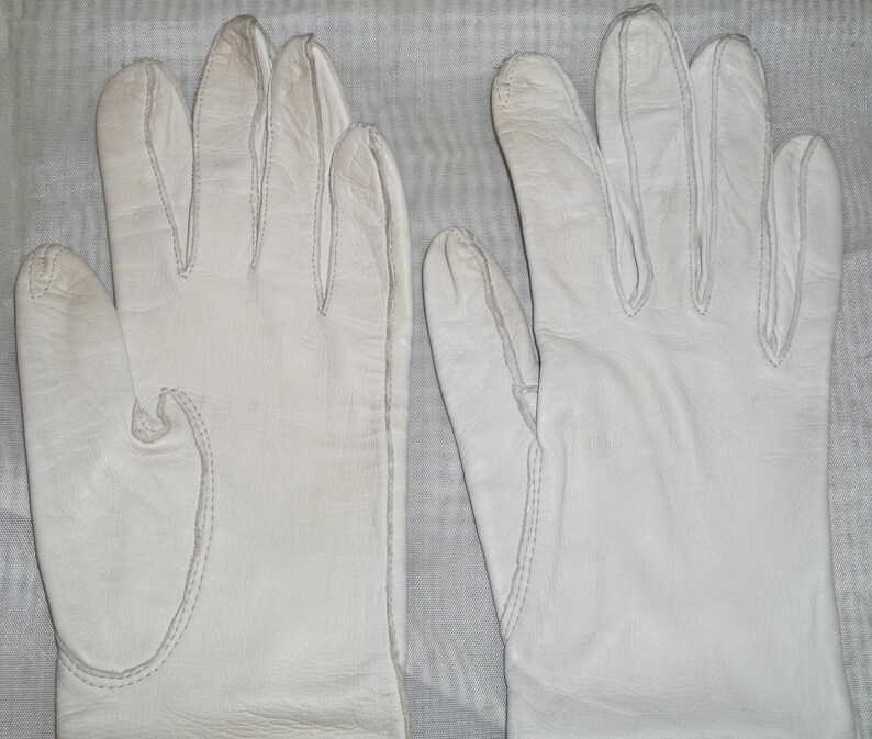 Vintage Kidskin Kid Skin Leather Opera Gloves 7 Long White Etsy