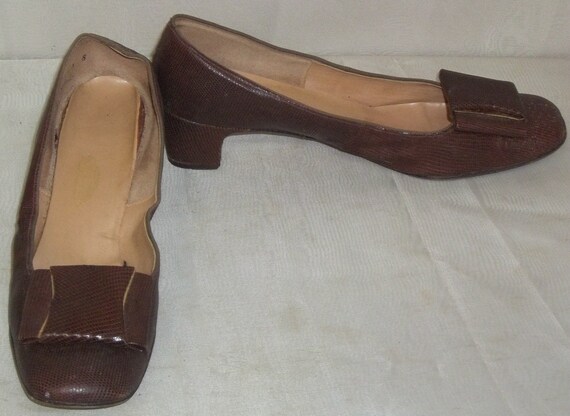 Vintage 1940's Lizard Skin High Heels Shoes Pumps
