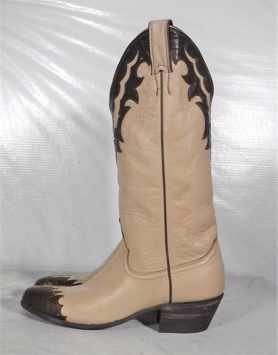 Vintage Women's Justin Beige Brown Leather Cowboy… - image 3