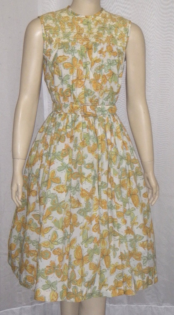 Vintage 1950's Butterfly Women's Day Dress Small … - image 2