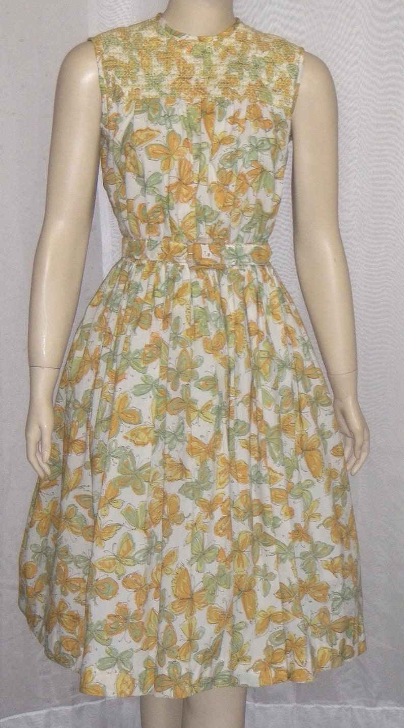 Vintage 1950's Butterfly Women's Day Dress Small Medium image 2