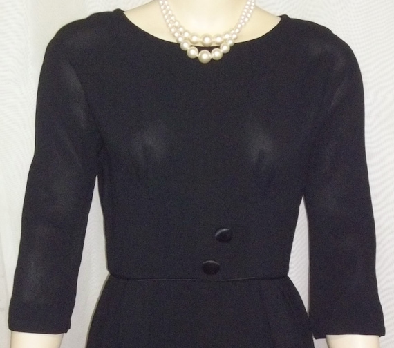 Vintage 1950's Wiggle Black Dress Small Dinah Mit… - image 1