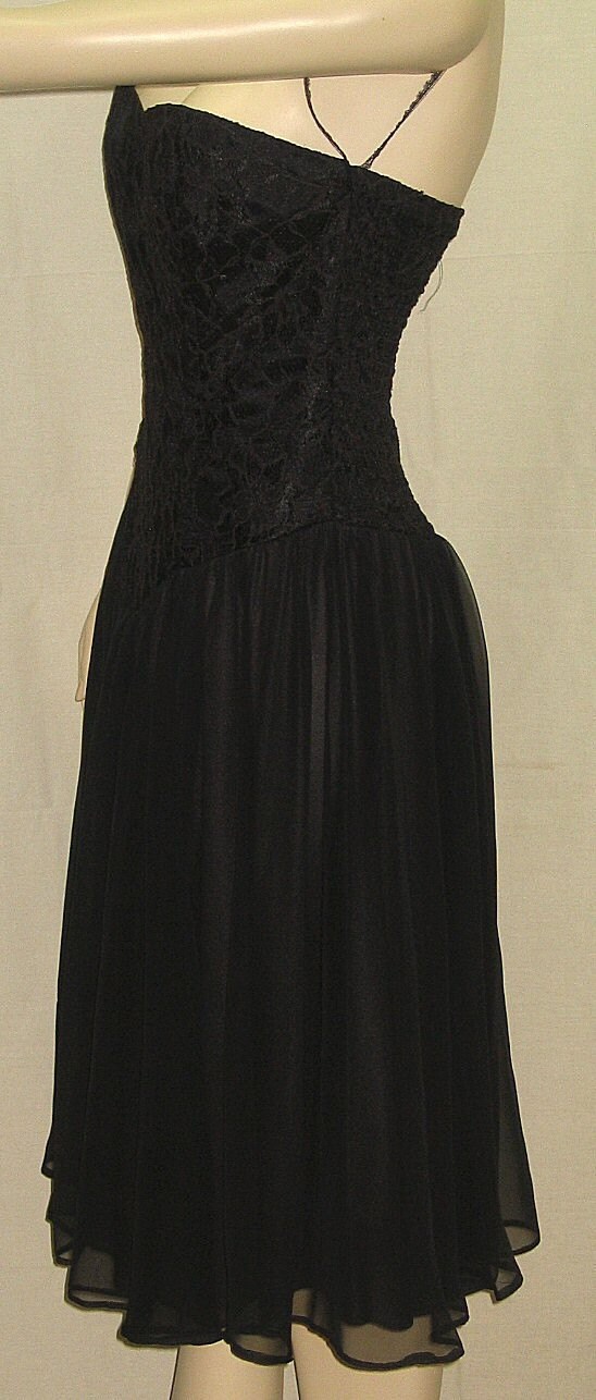 Vintage 1980's Positively Ellyn Strapless Lace Overlay Dress Cocktail ...