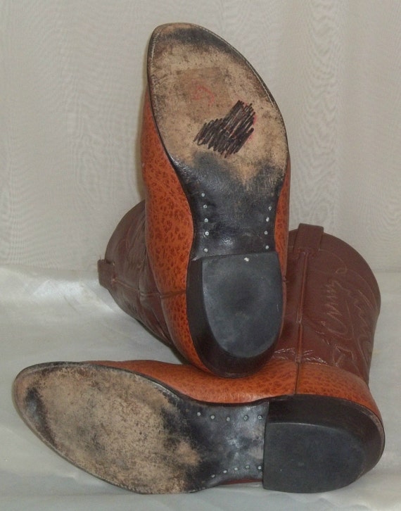 Vintage Mens Leather Sanders Cowboy Western Boots… - image 5