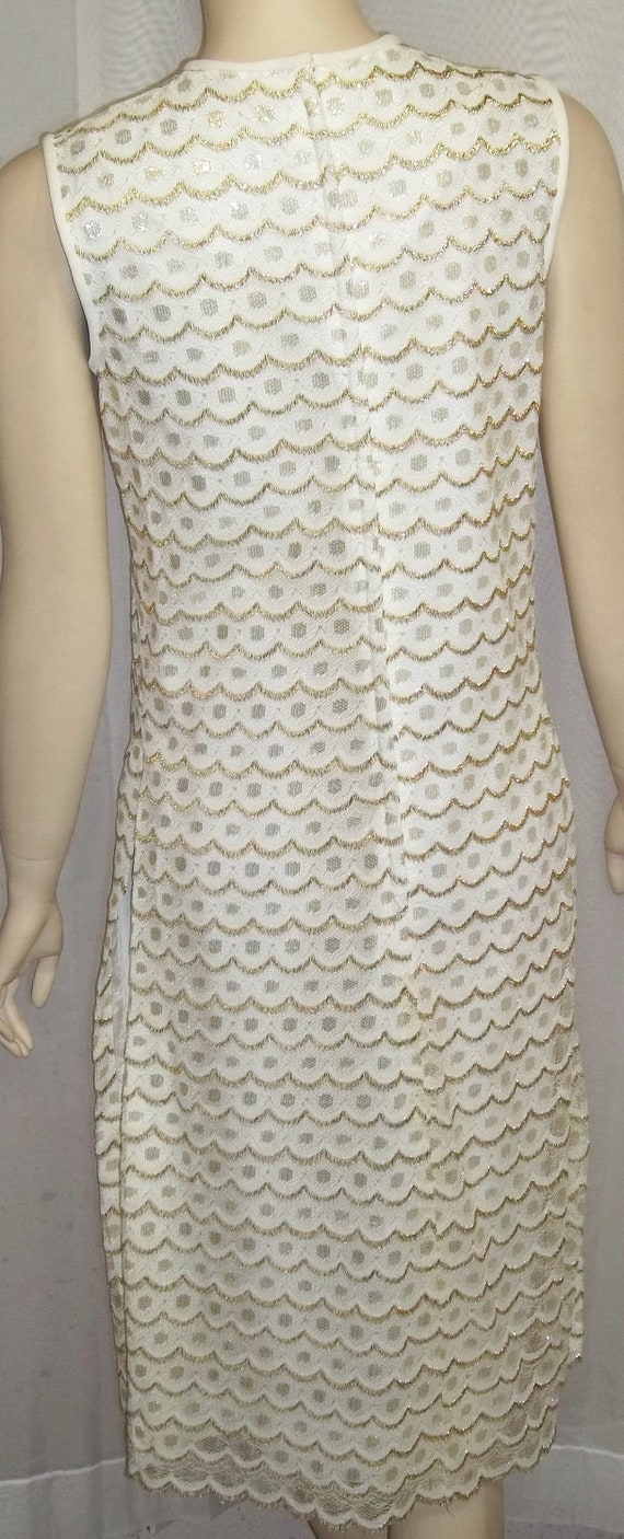 Vintage 1960's Mad Men Mini Dress Tunic Gold Lame… - image 4