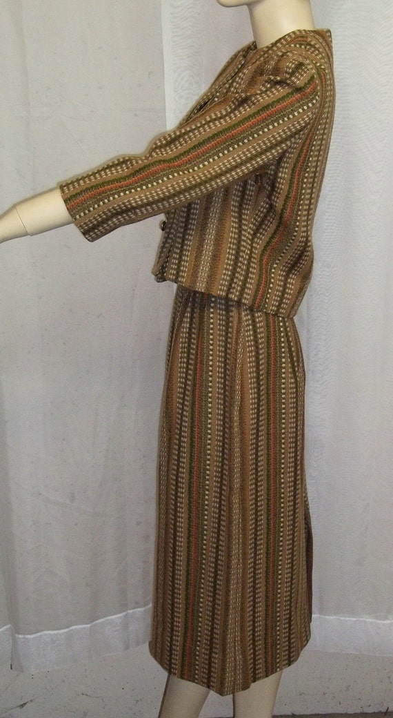 Vintage 1940's 1950's Wool Career Dress Suit Medi… - image 3