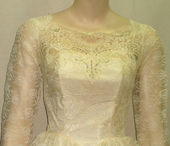 Vintage 1960's Wedding Dress Gown Full Circle Pri… - image 1