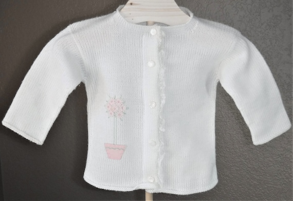 3-6 maanden Kleding Meisjeskleding Babykleding voor meisjes Truien Vintage wit handgebreid vest Kleine Vintage Jurken Wit Kanten Vest Wit Baby Cardigan 