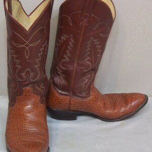 Vintage Mens Leather Sanders Cowboy Western Boots 8 1/2D Womens 10 1/2