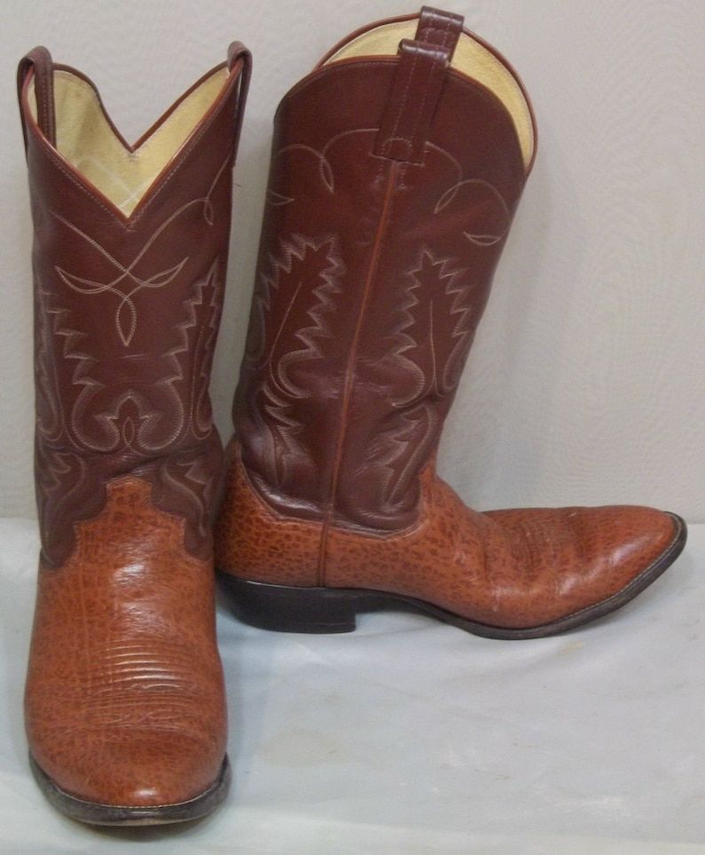 Vintage Mens Leather Sanders Cowboy Western Boots 8 1/2D Etsy