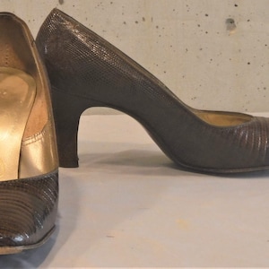 Vintage Johansen 1950&#39;s Lizard Skin High Heels Shoes Pumps 4 1/2