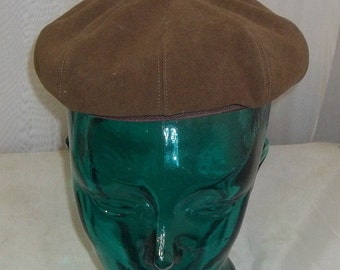 Vintage Brown Paperboy Style Newsboy Hat Size 21
