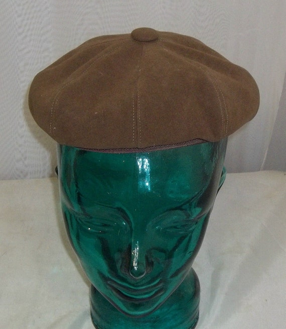 Vintage Brown Paperboy Style Newsboy Hat Size 21 - Etsy display picture 1