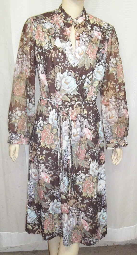 Vintage 1970's Floral BOHO Dress Medium Large - image 2