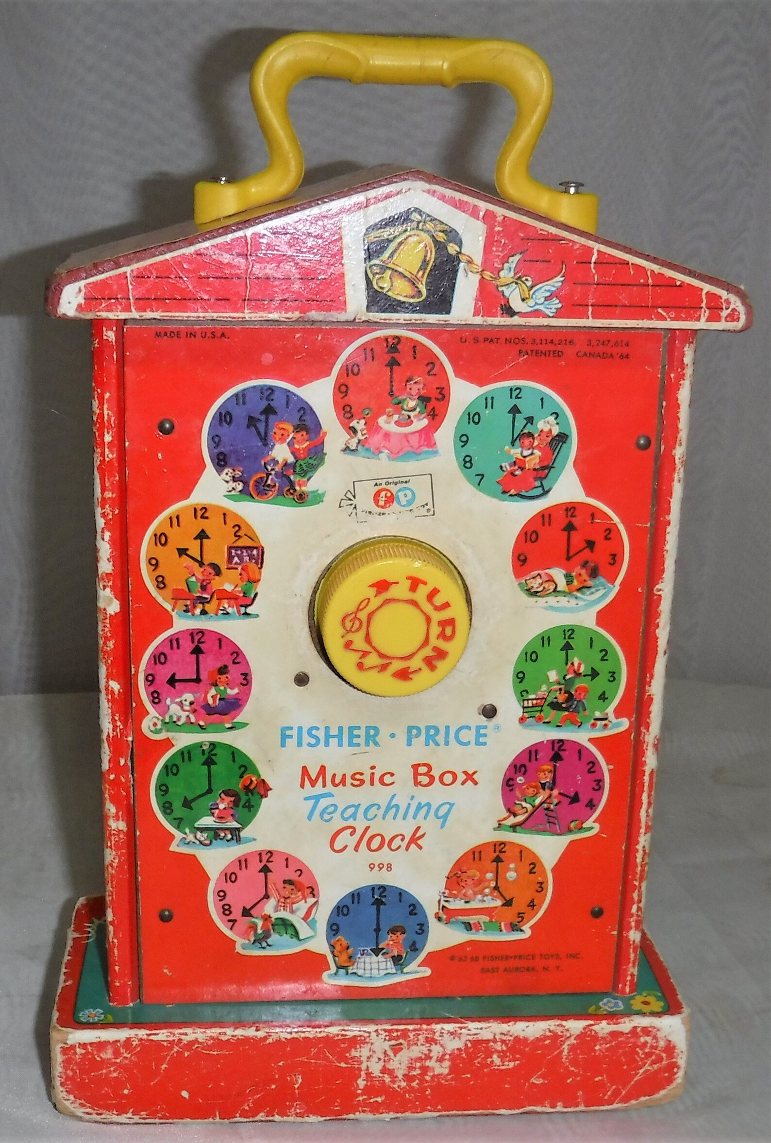 Vintage 1968 Fisherprice Toys Music Box Teaching Clock Works Etsy