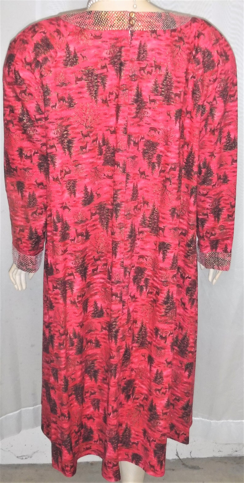 Vintage 1980/'s Christmas Tree Deer Dress Plus Size Maternity