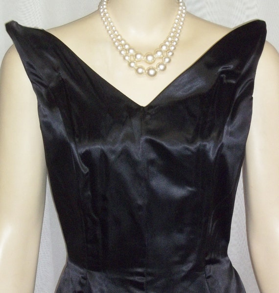 Vintage 1950's 1960's Cocktail Wiggle Dress Black… - image 1