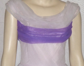 Vintage Lorrie Deb 1950's Full Circle Skirt  Prom Party Dress Lavender Ruched Medium