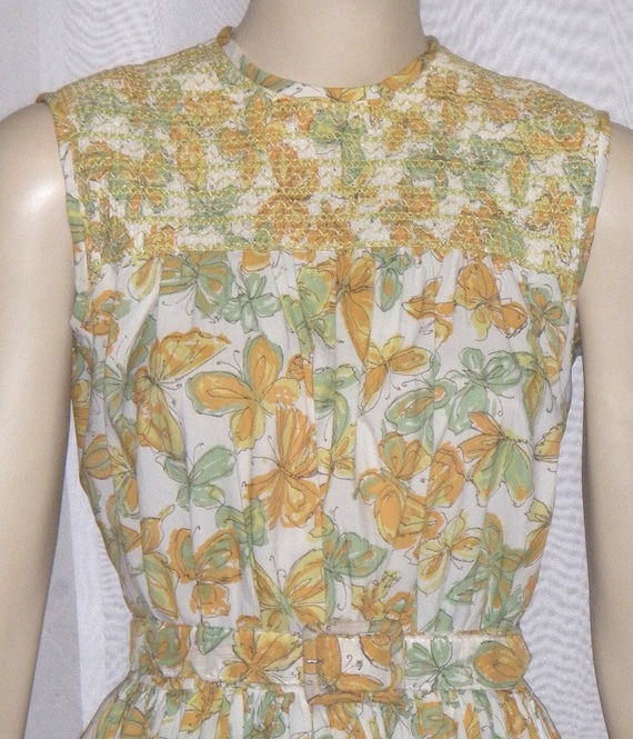 Vintage 1950's Butterfly Women's Day Dress Small M