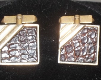 Cocodrilo Vintage Cocodrilo Caimán Swank Manguito Enlaces Gemelos Tono Dorado
