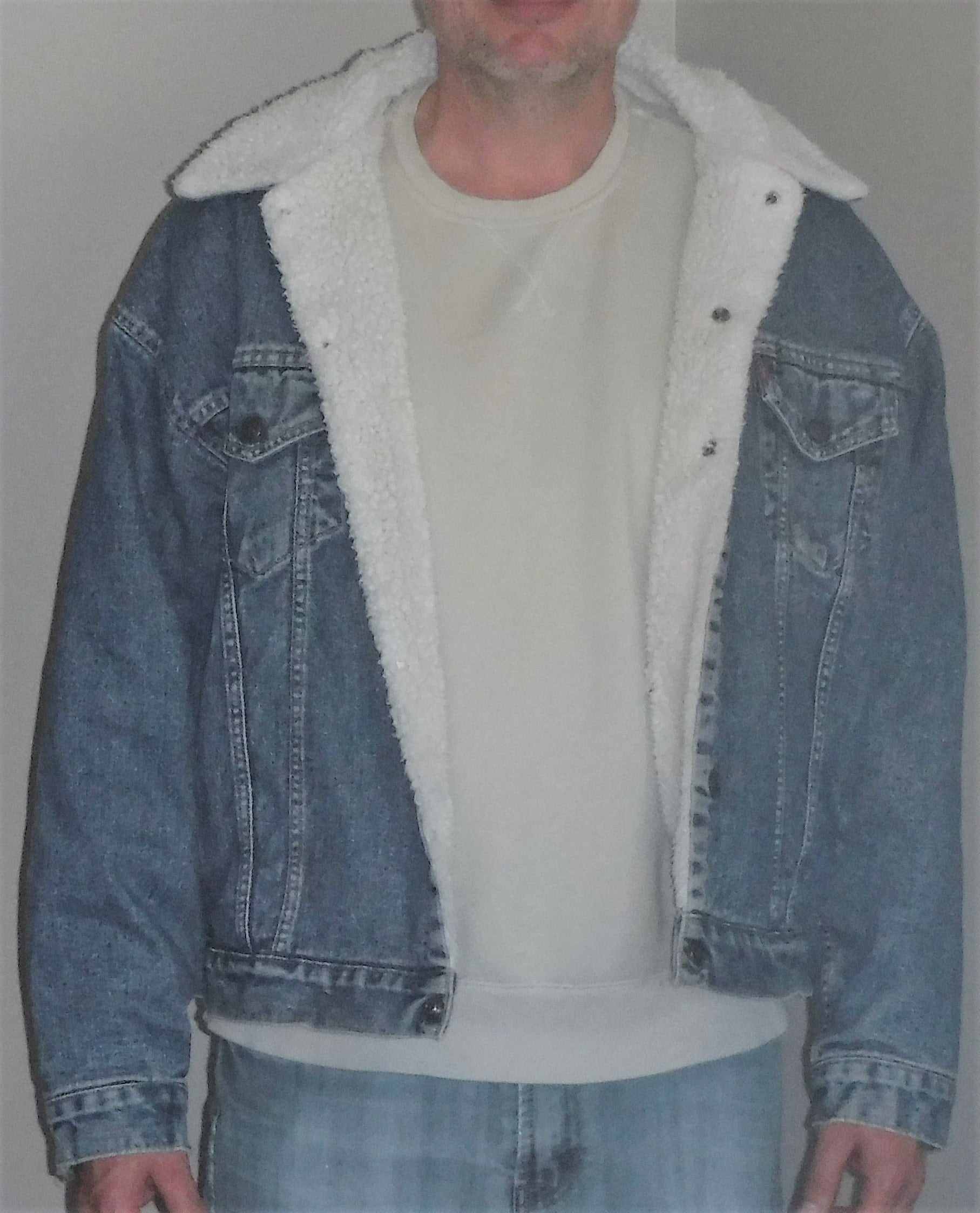 Sherpa Denim Jacket 1970s 1980s Fleece 