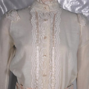 Vintage Cream Rio Blouse Boho Romantic Prairie Victorian Cottagecore Bohemian Size Medium