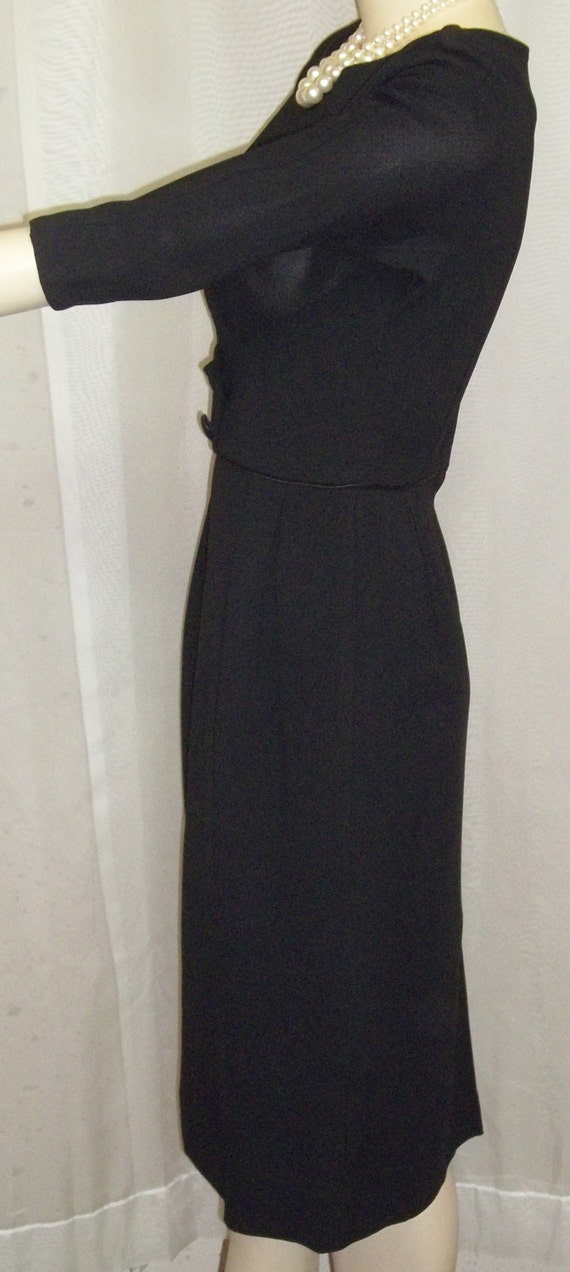 Vintage 1950's Wiggle Black Dress Small Dinah Mit… - image 3