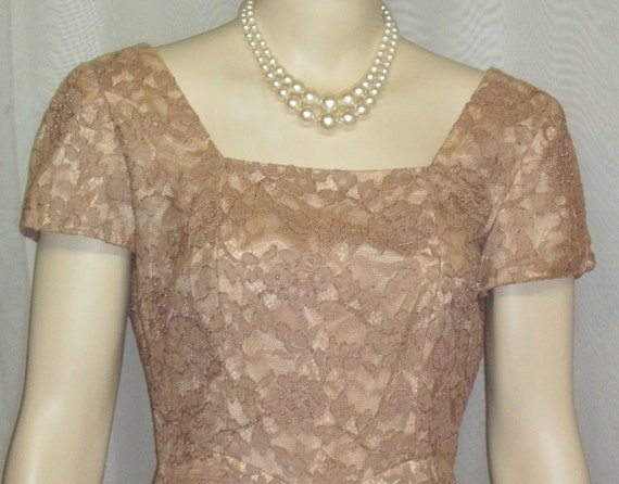 Vintage 1940's Norman Original Lace Overlay Cockt… - image 1