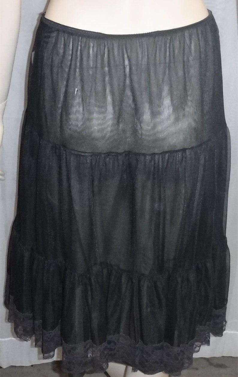 Vintage Black Half Slip Double Nylon Chiffon Lace Medium - Etsy