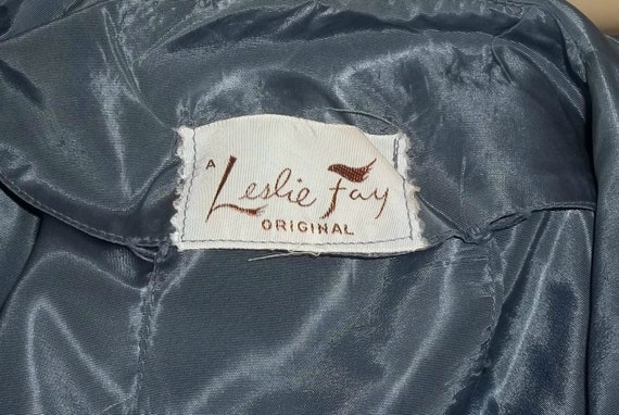 Vintage 1940's Leslie Fay Blue Taffeta Full Circl… - image 5