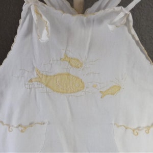 Vintage Baby Infant Girl Boy Overalls Outfit Romper Jumper Playsuit Fish
