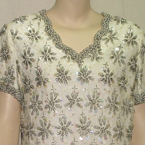 Vintage 1950&#39;s Glass Beaded Sheath Dress Medium/Large