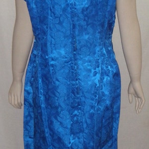 Vintage Royal Blue 1950's Wiggle Dress Size 18 Jacquard image 4