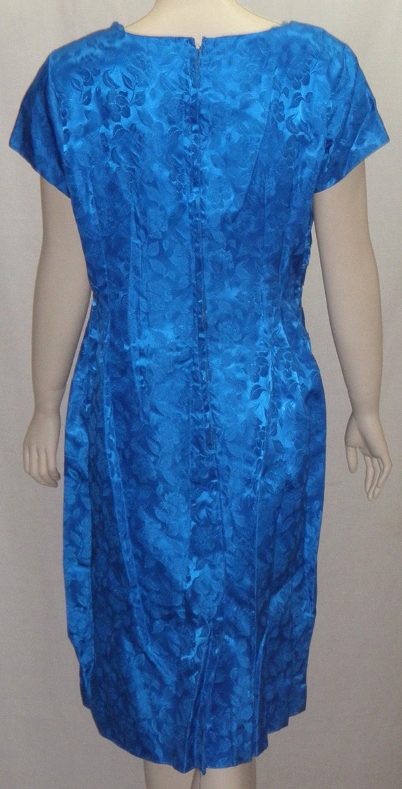 Vintage Royal Blue 1950's Wiggle Dress Size 18 Ja… - image 4