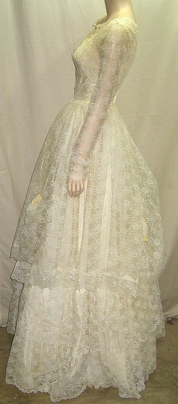 Vintage 1960's Wedding Dress Gown Full Circle Pri… - image 3