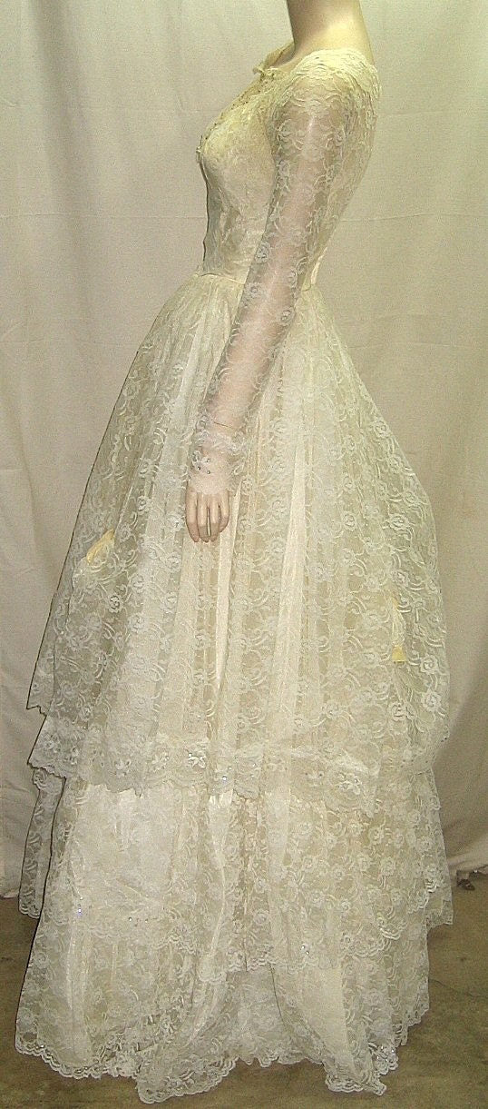 Vintage 1960's Wedding Dress Gown Full Circle Princess Etsy