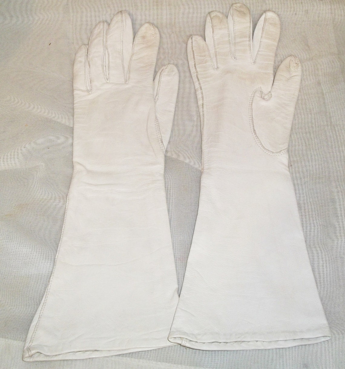 Vintage Kidskin Kid Skin Leather Opera Gloves 7 Long White Etsy