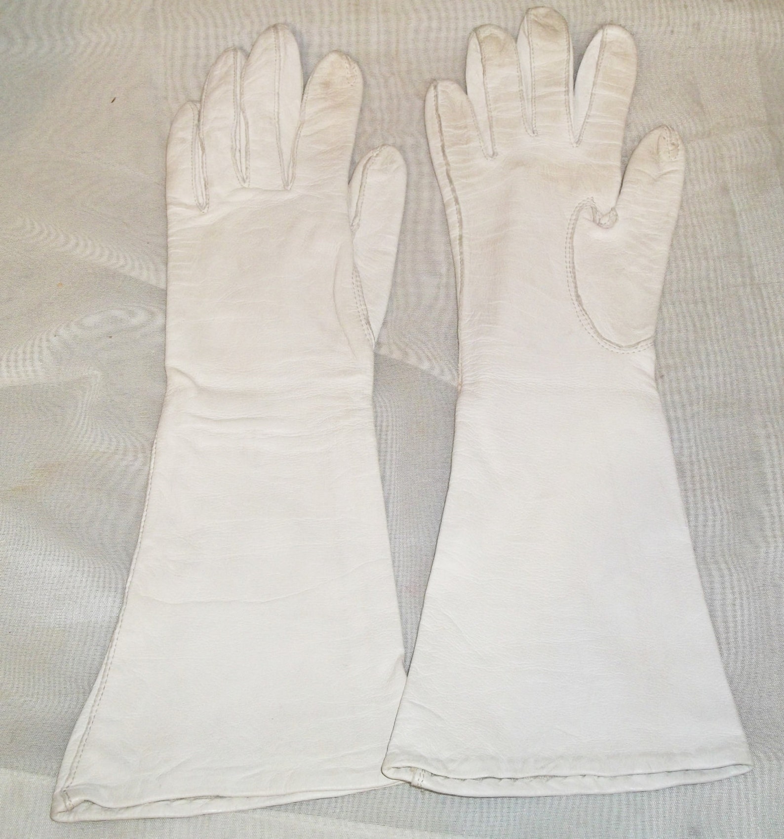 Vintage Kidskin Kid Skin Leather Opera Gloves 7 Long White Etsy