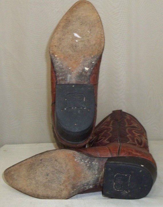 Vintage heren Rudel krokodil lederen Cowboy Western laarzen 8 E Vintage heren Rudel krokodil lederen Cowboy Western laarzen 8 E