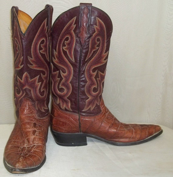 Vintage heren Rudel krokodil lederen Cowboy Western laarzen 8 E Vintage heren Rudel krokodil lederen Cowboy Western laarzen 8 E