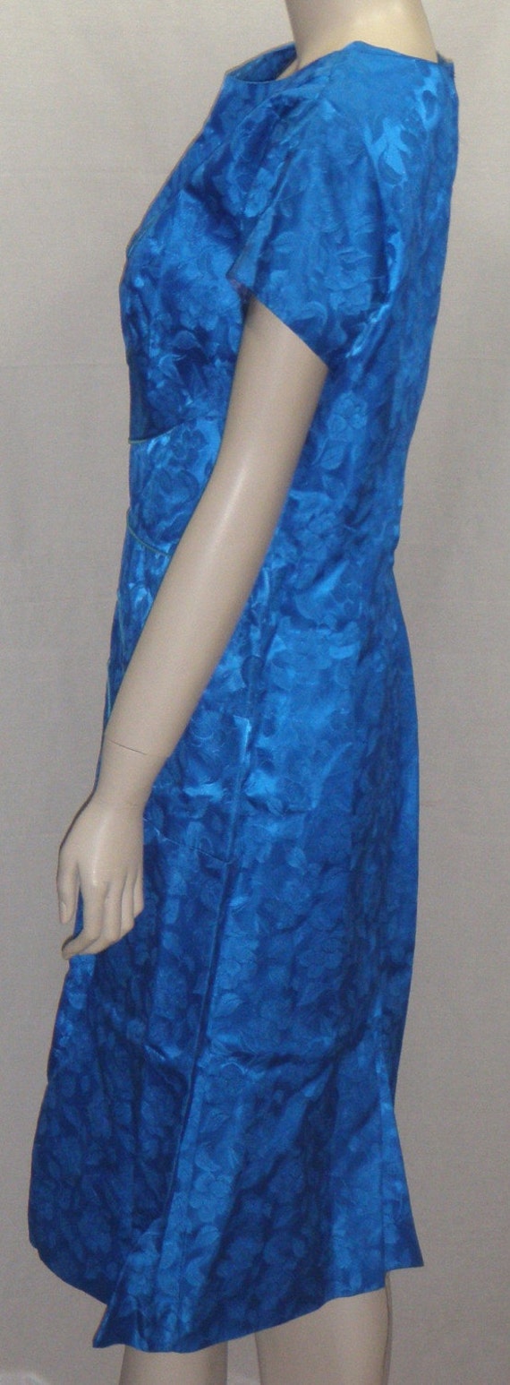 Vintage Royal Blue 1950's Wiggle Dress Size 18 Ja… - image 3